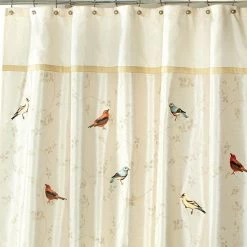 Avanti Gilded Birds Fabric Shower Curtain