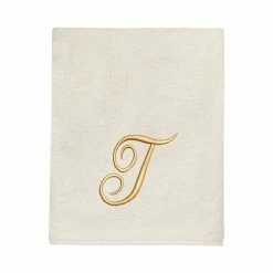 Avanti Premier Ivory/Gold Script Monogram Bath Towel