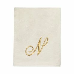 Avanti Premier Ivory/Gold Script Monogram Bath Towel -Avanti Shop unnamed file 143