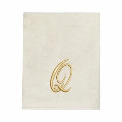 Avanti Premier Ivory/Gold Script Monogram Bath Towel -Avanti Shop unnamed file 144
