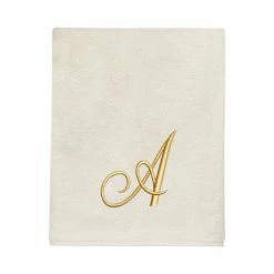 Avanti Premier Ivory/Gold Script Monogram Bath Towel -Avanti Shop unnamed file 153