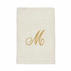 Avanti Premier Ivory/Gold Script Monogram Hand Towel